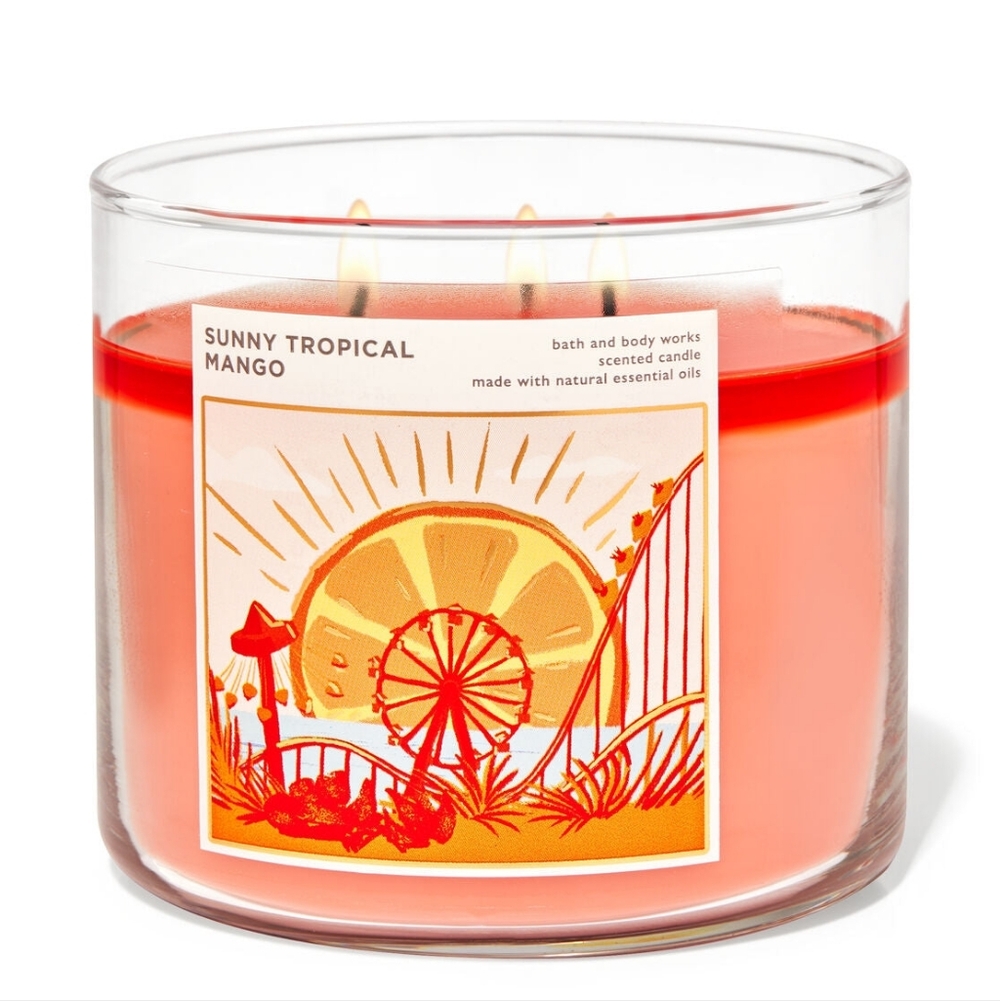 Bath & Body Works 3 Wick Candle Sunny Tropical Mango Rare